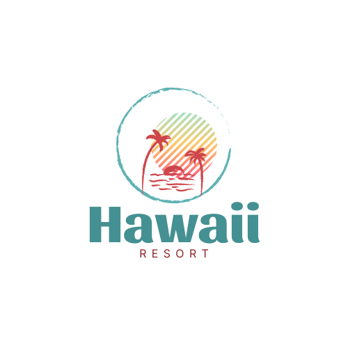 Blue Red Modern Hawaii Resort Logo